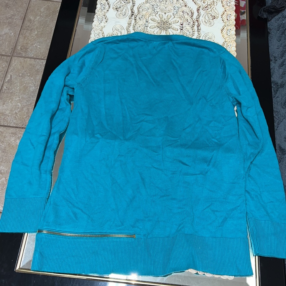 Michael Kors teal v-neck sweater - Picture 2 of 2
